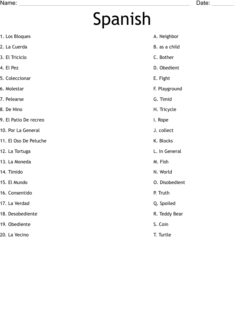 Printable Spanish Worksheets For Adults Pdf