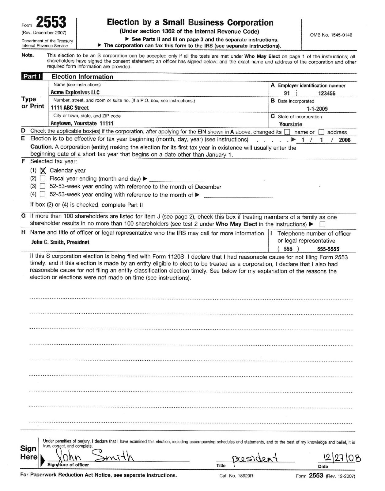 Steps For Electing Sub S Status For Washington LLC Or Corp 