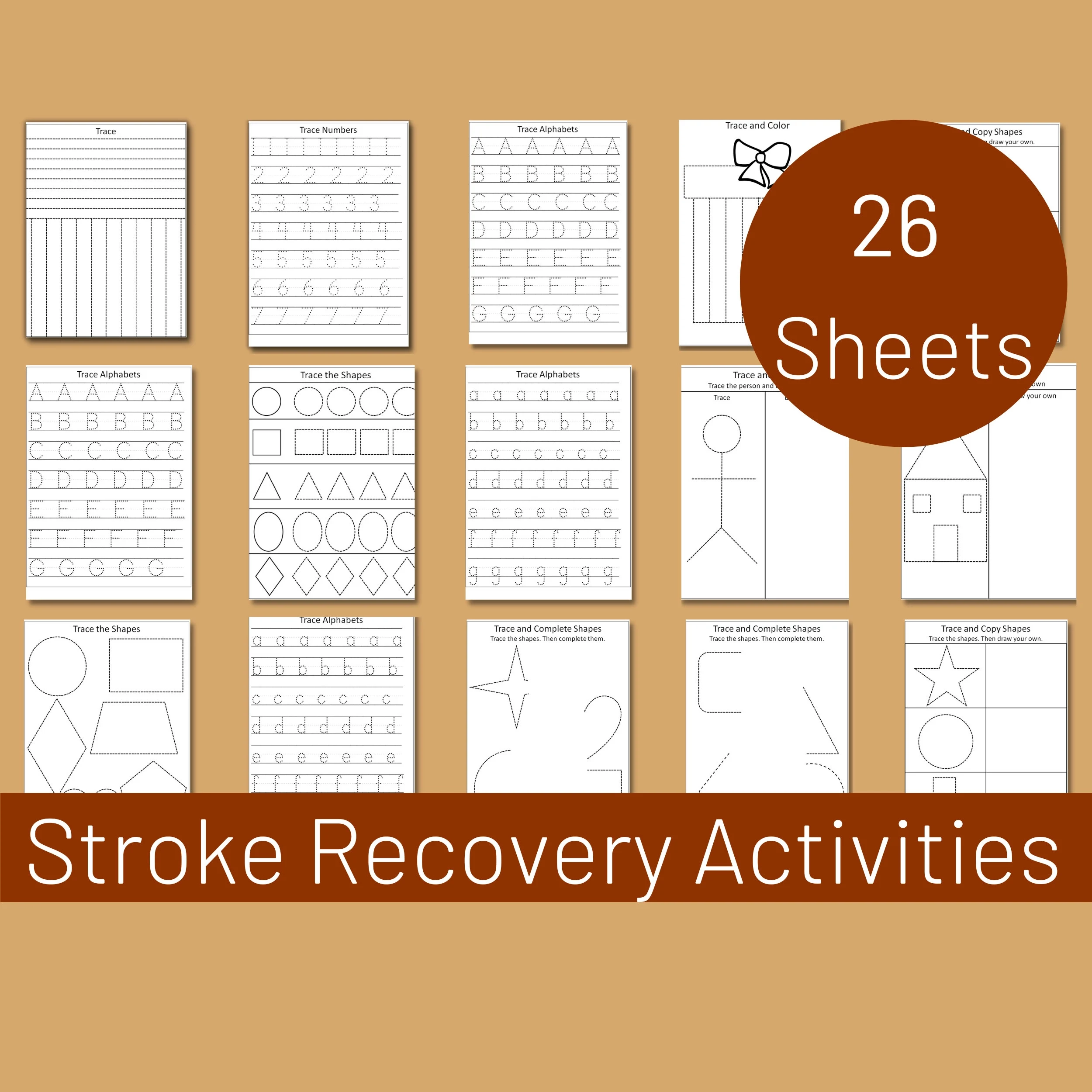 Stroke Recovery Activities Adult Tracing Worksheets Seniors 