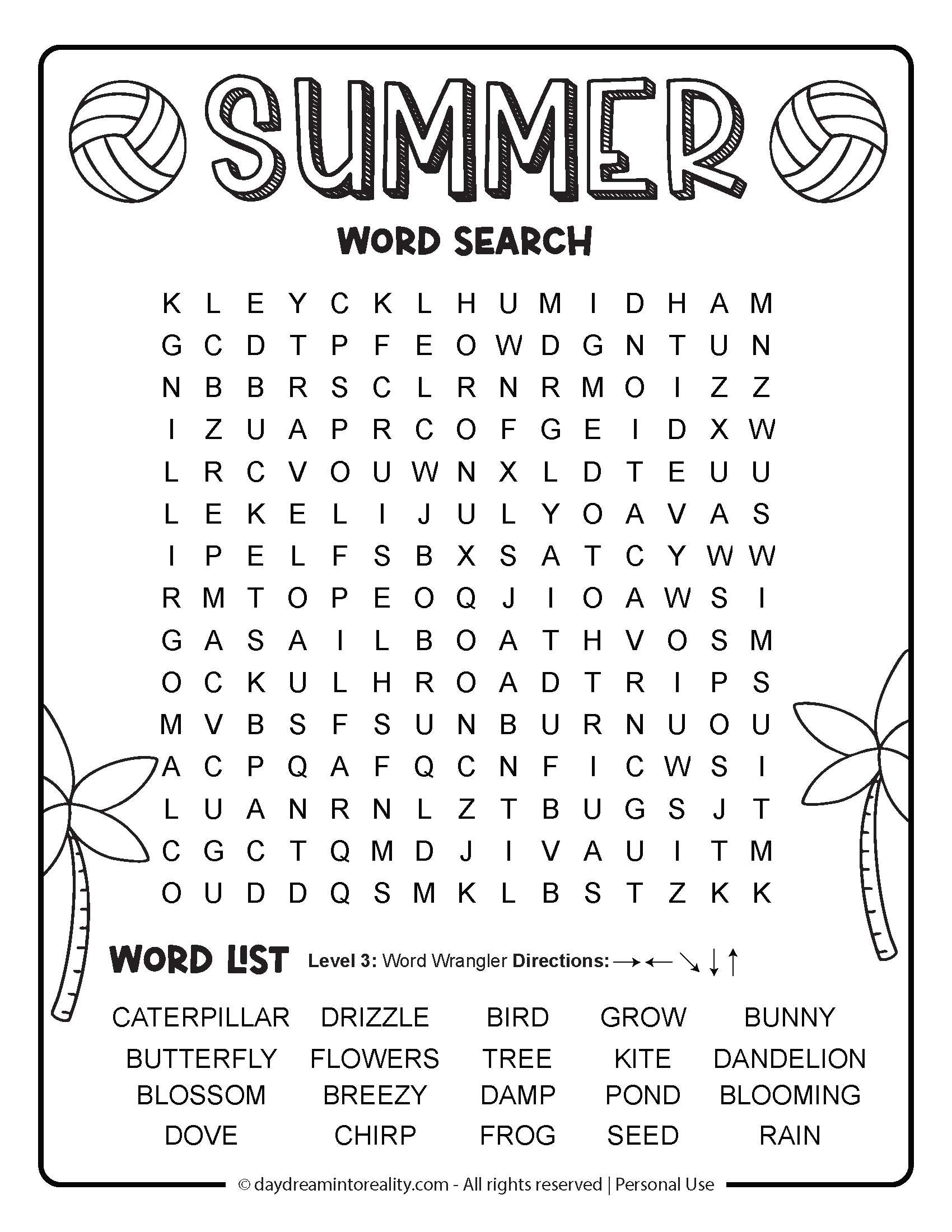 Summer Word Search Free PDF Printables 6 Levels Of Difficulty 
