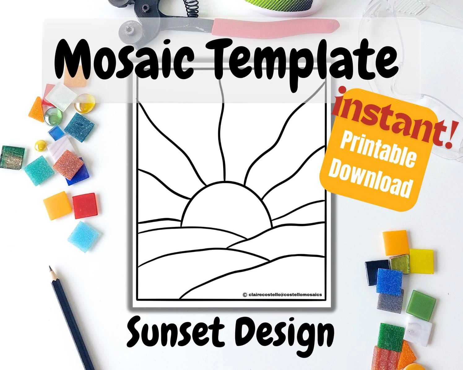 Sunset Pattern Template Printable Download Template For Mosaic 