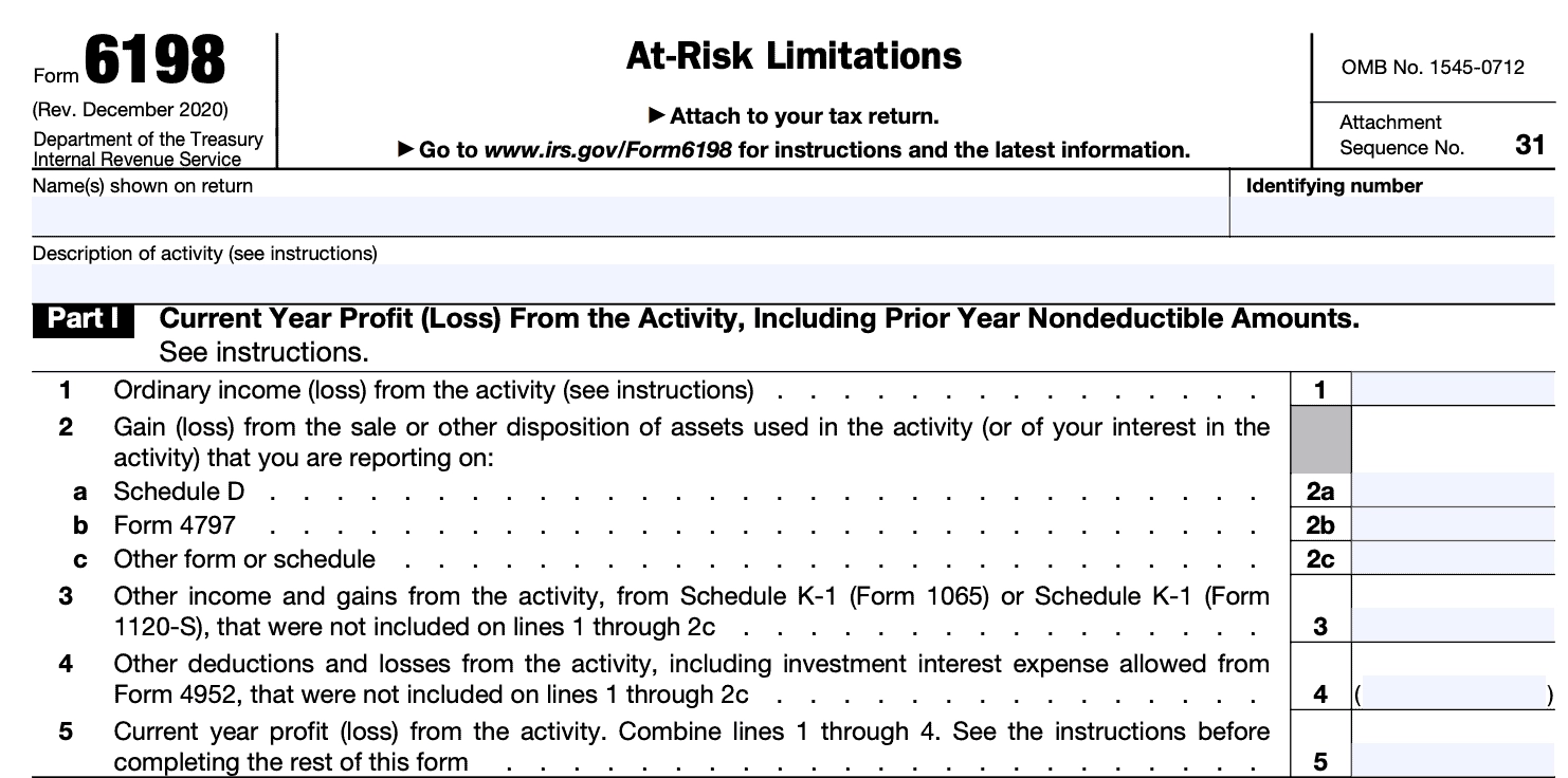 Tax Form 6198 Printable