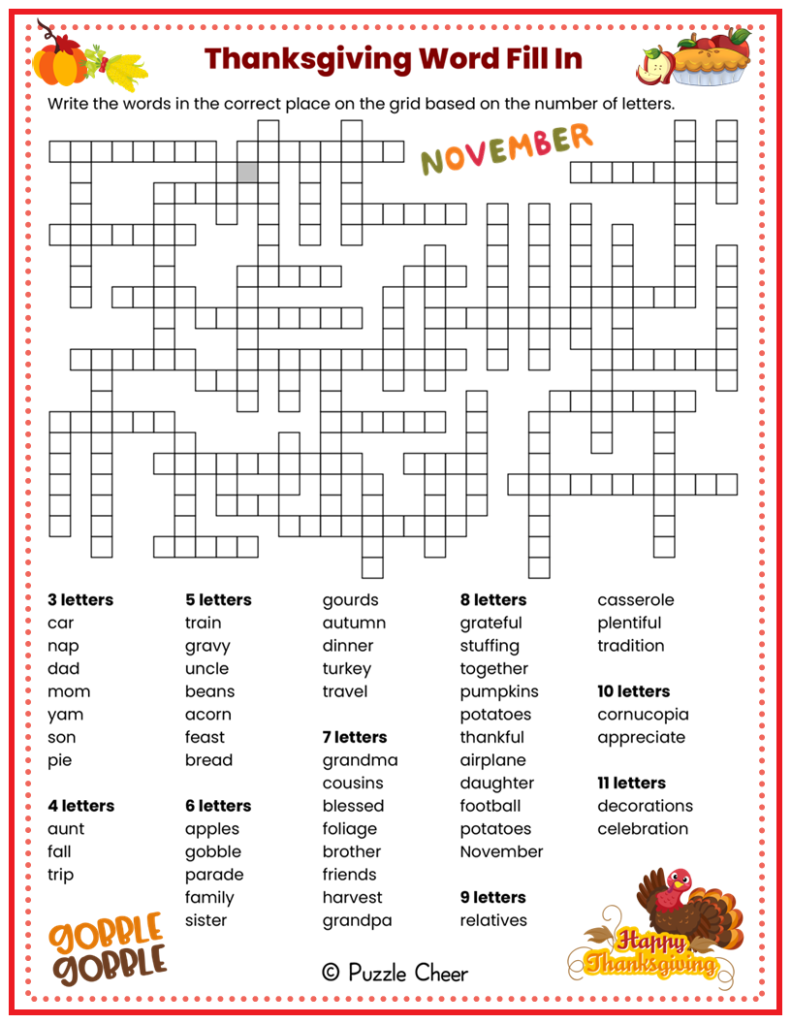 Word Fill In Crossword Puzzles Free Printable