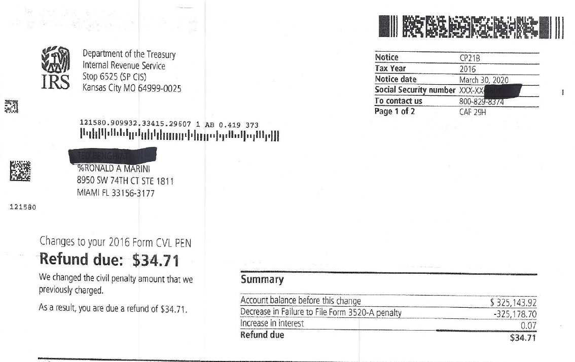 Irs Form Cvl Pen
