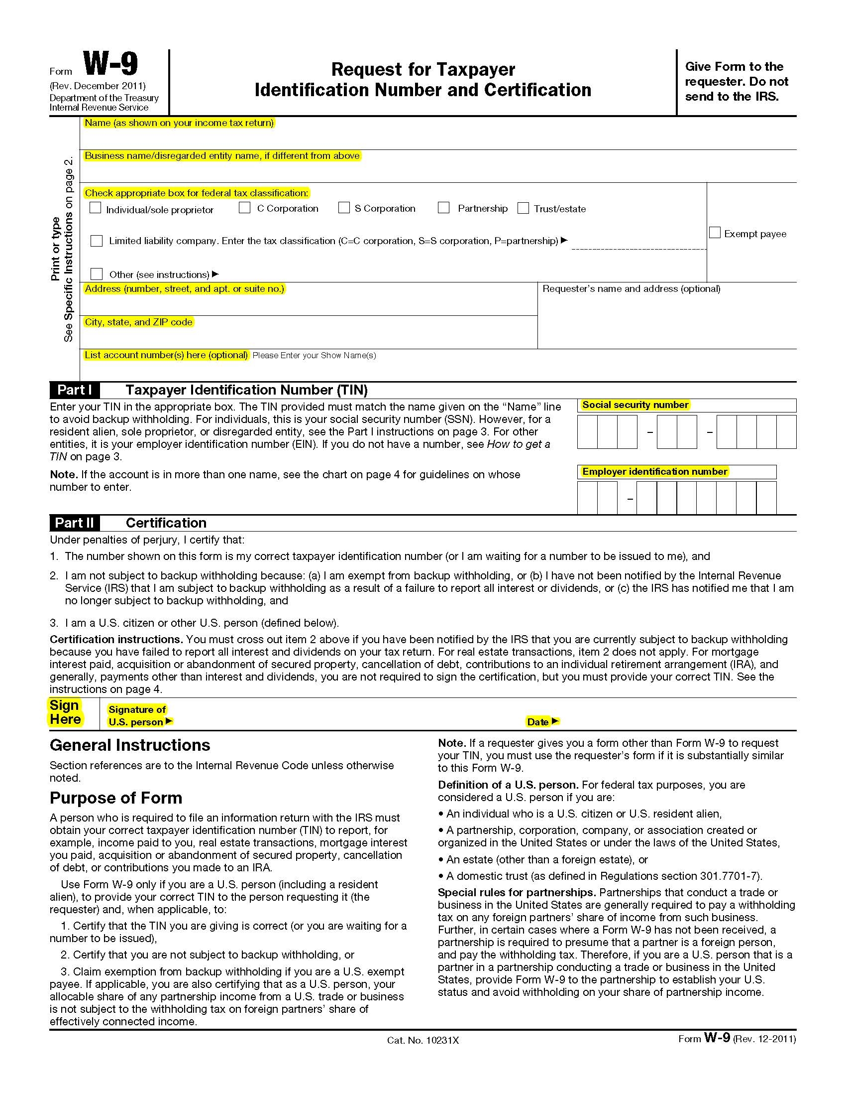 Form W9 Exemption Code