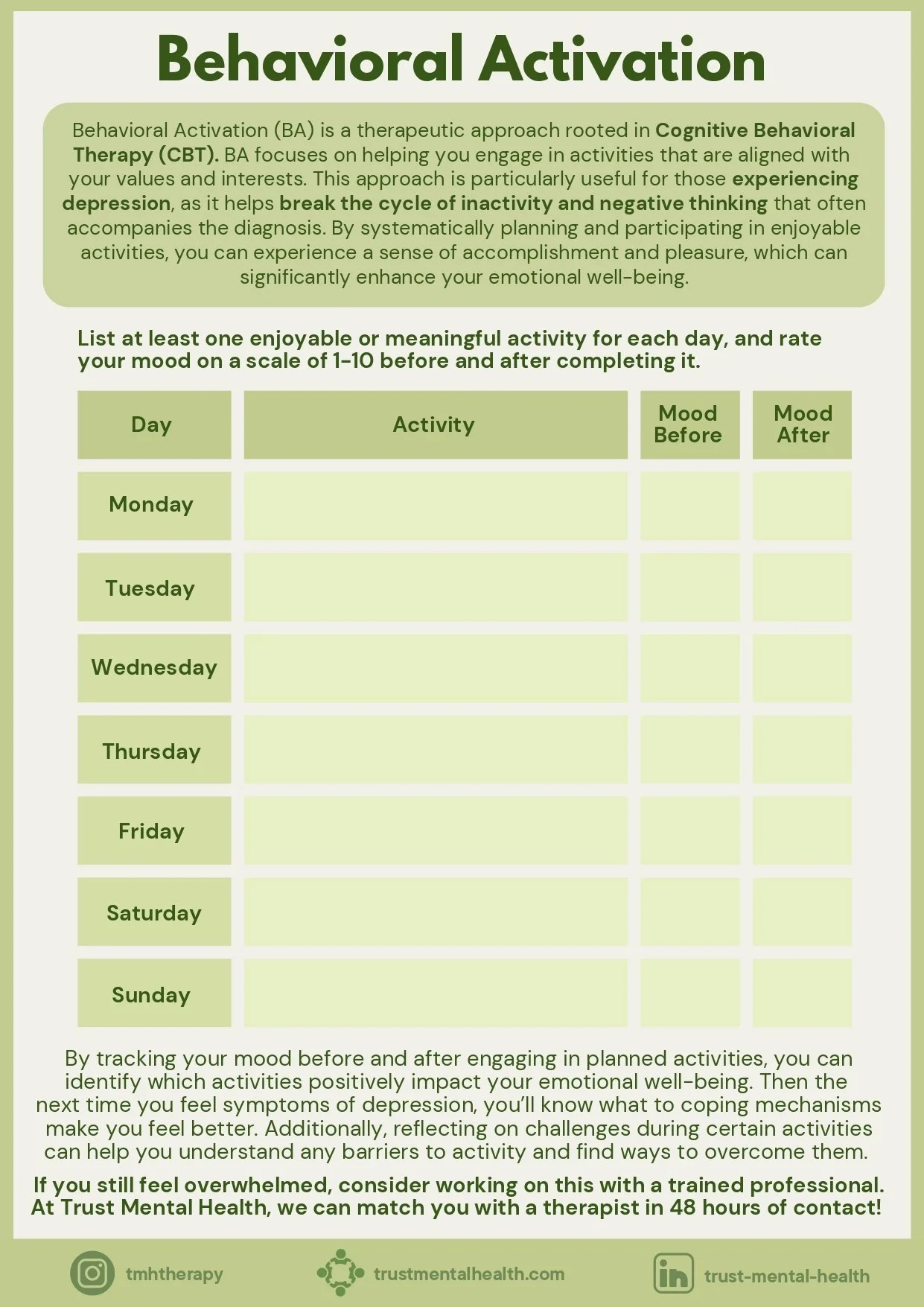 Adult Mental Health Worksheets Printable