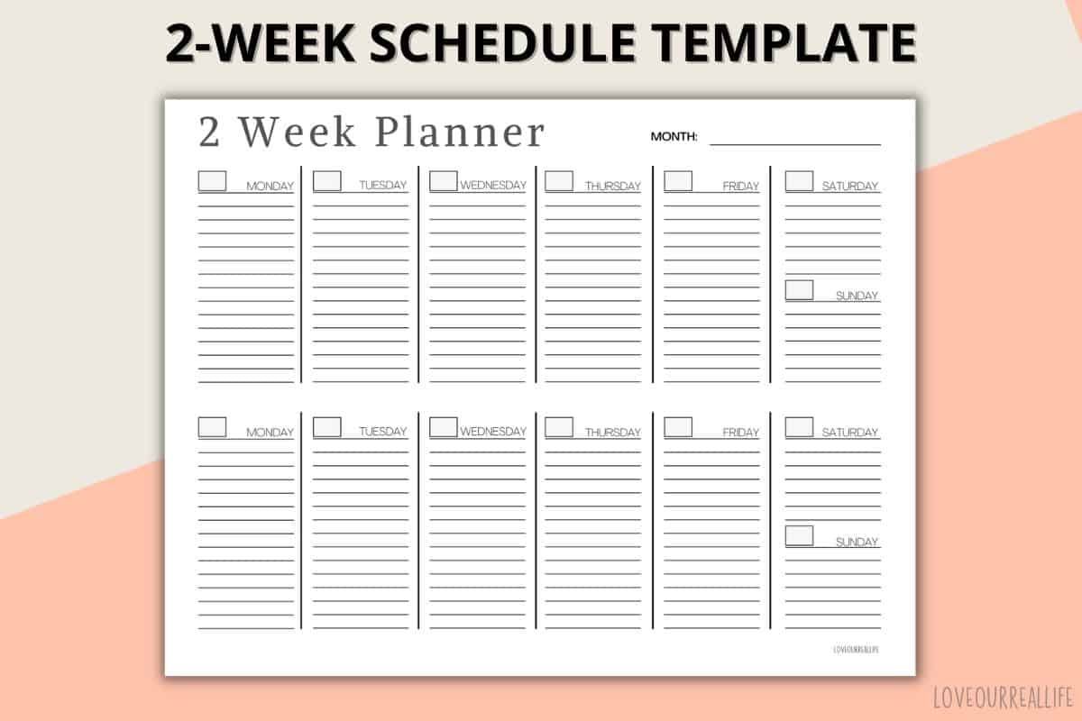 Printable Two Week Blank Calendar