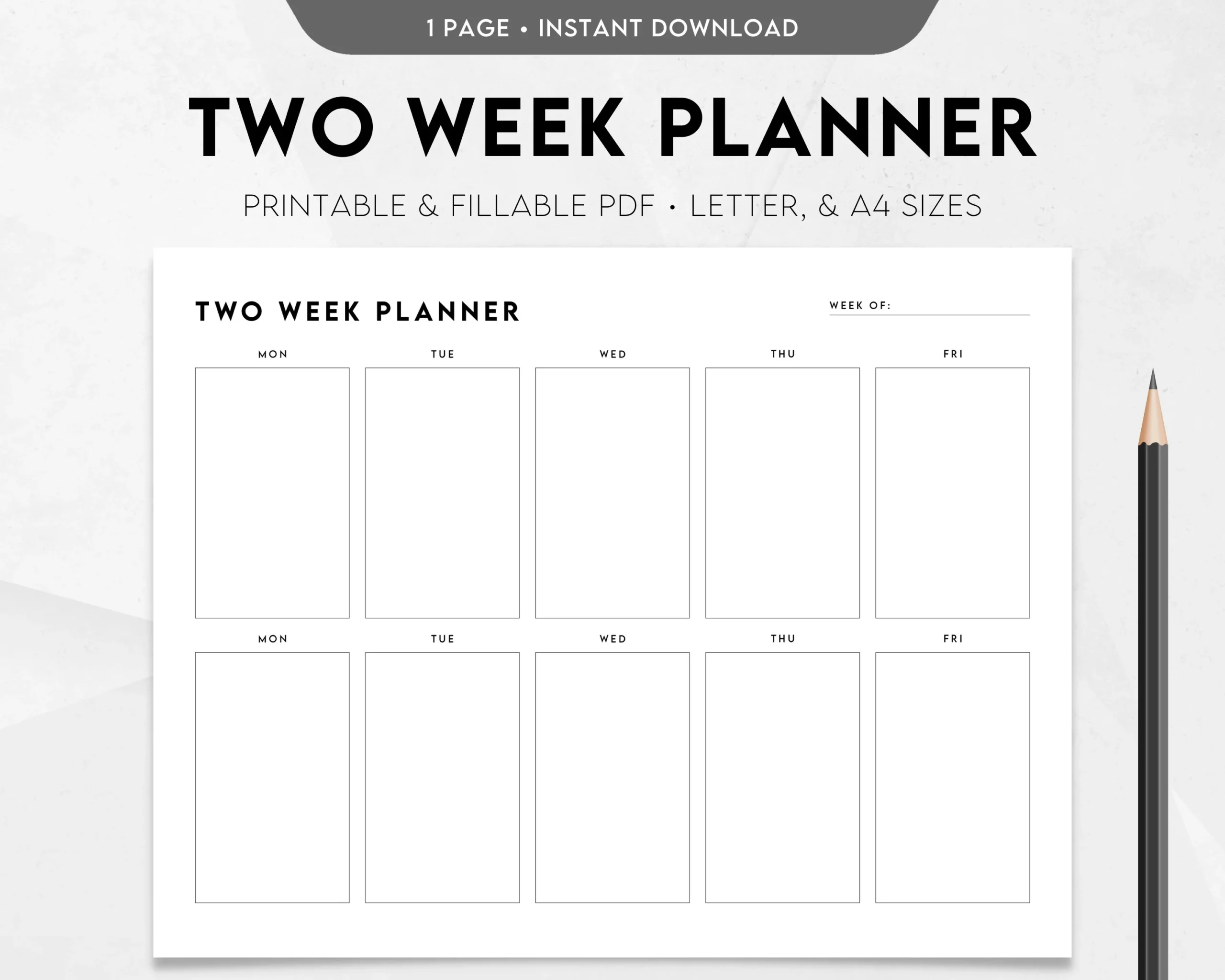 Two Week Planner Printable Weekly Calendar Weekly Schedule 