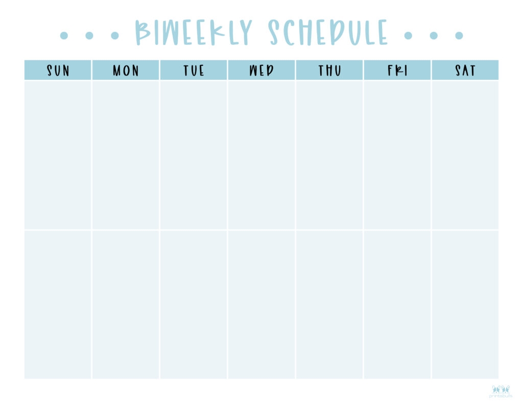 Blank Two Week Calendar Printable