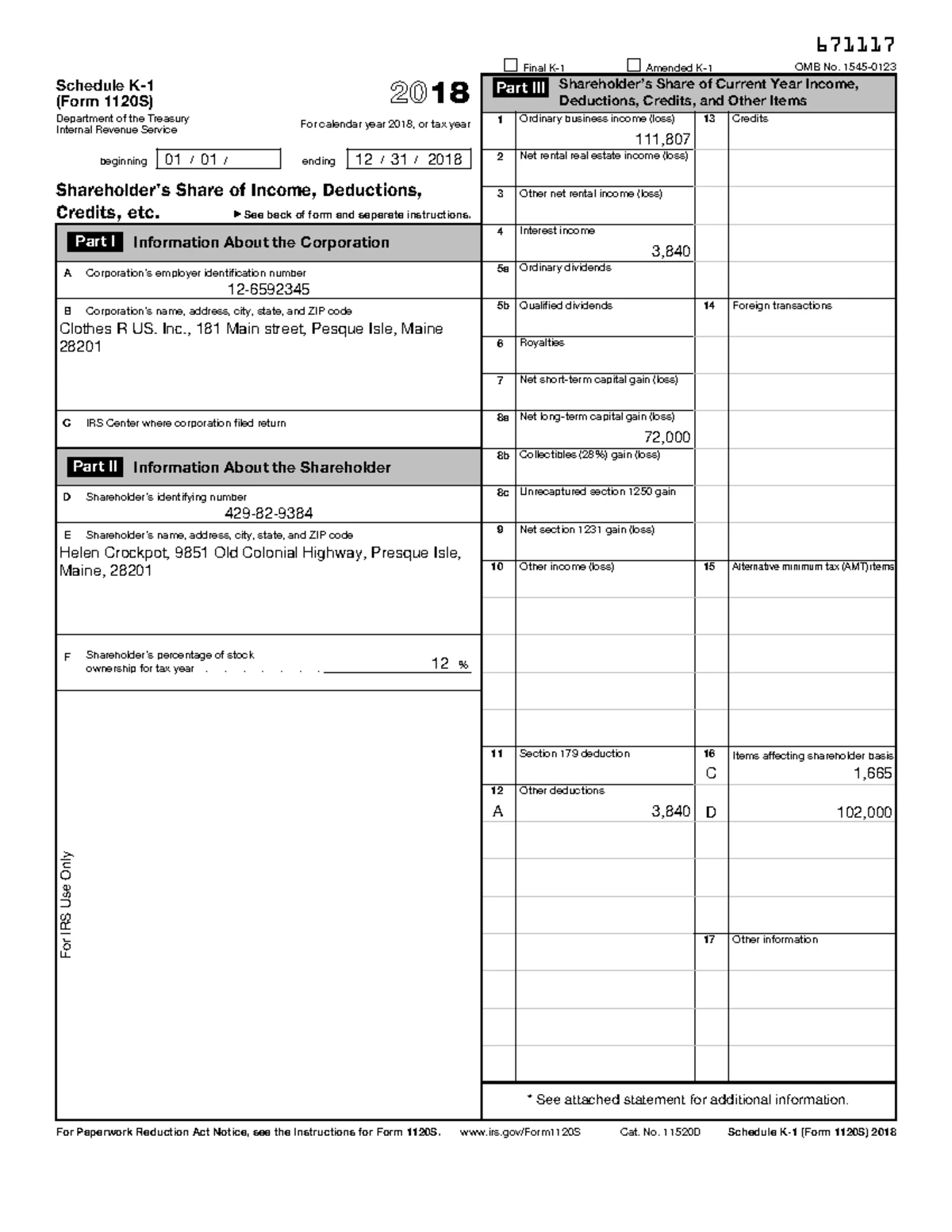 UMPI s 2018 Form 1120 U S Corporation Income Tax Return Studocu