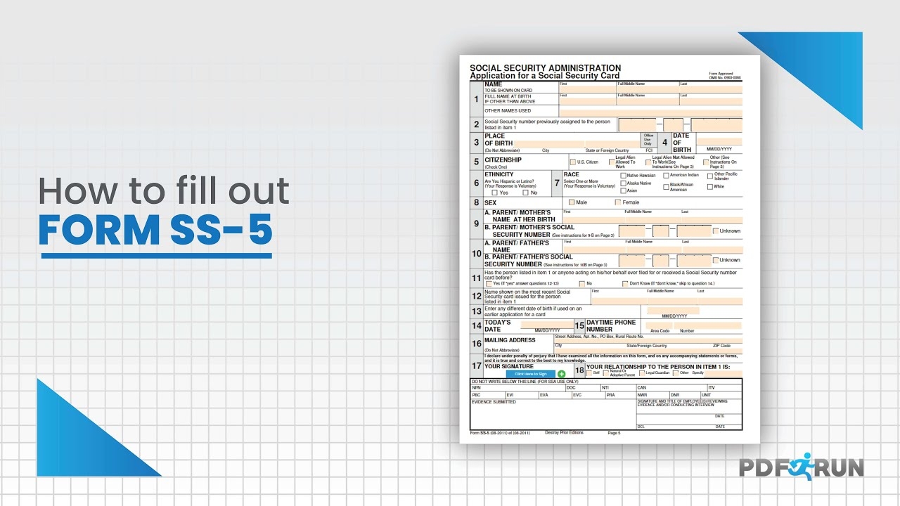 Social Security Form Ss 5 Printable