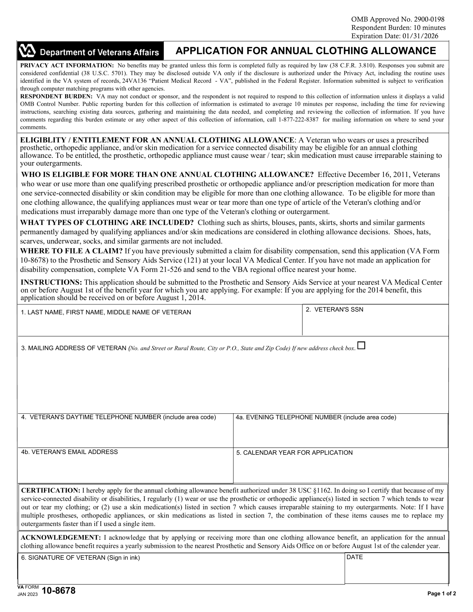 VA Form 10 8678 2024 2025 Fill Forms Online PDF Guru