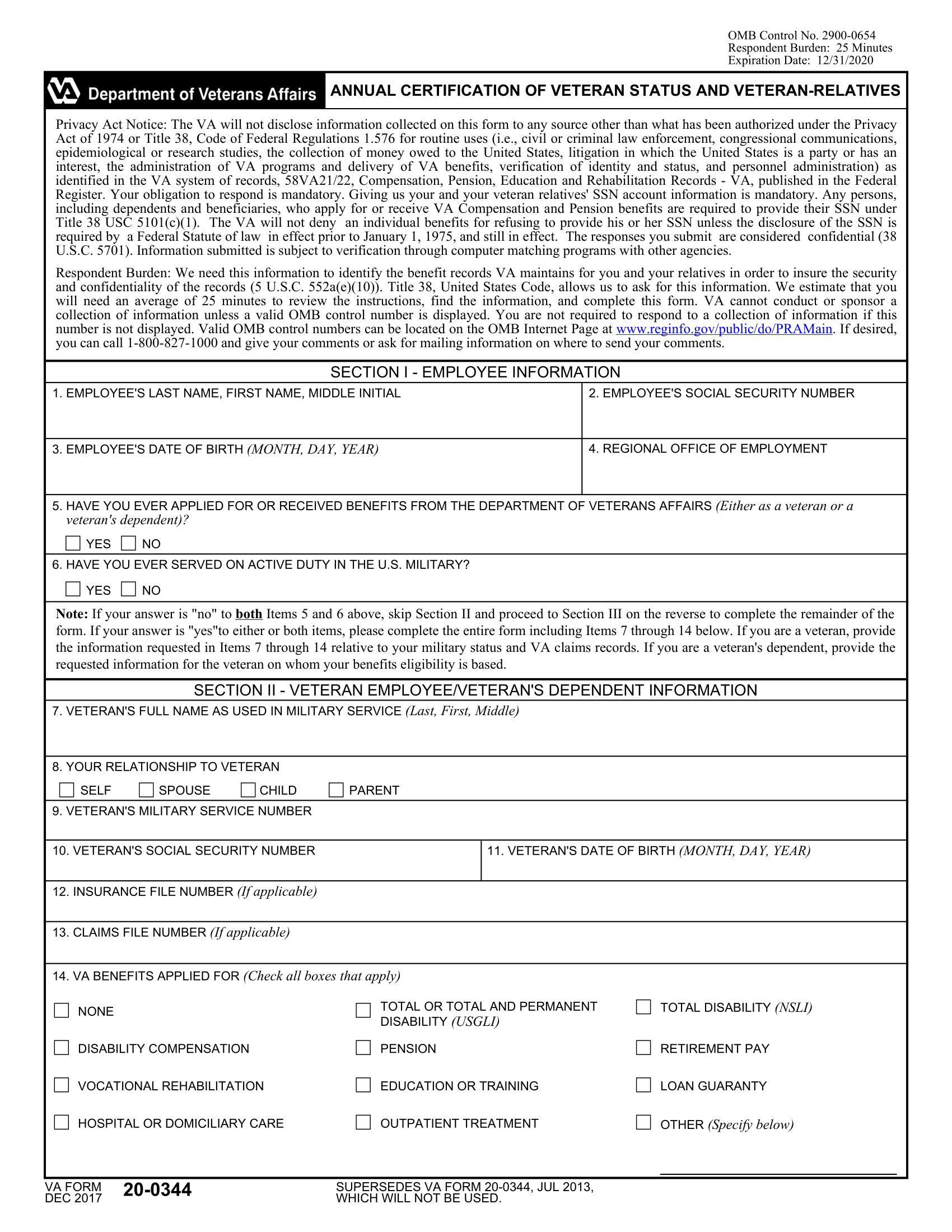 Va Form 20 5455 Printable
