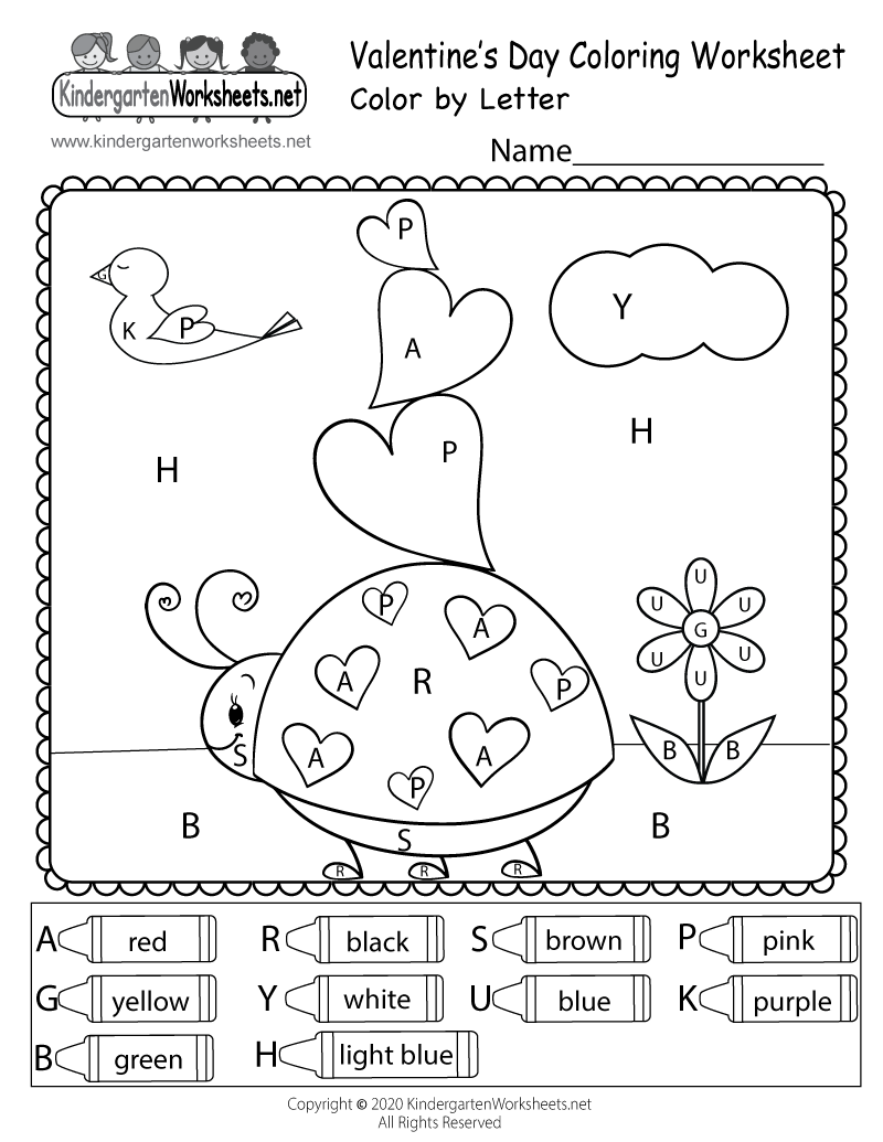Valentine s Day Color By Letter Worksheet Free Printable 