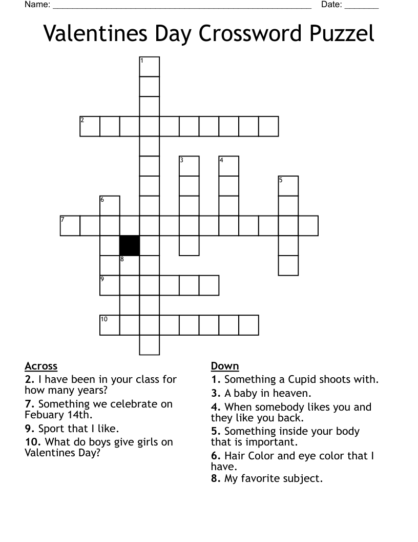 Free Printable Valentine Crossword
