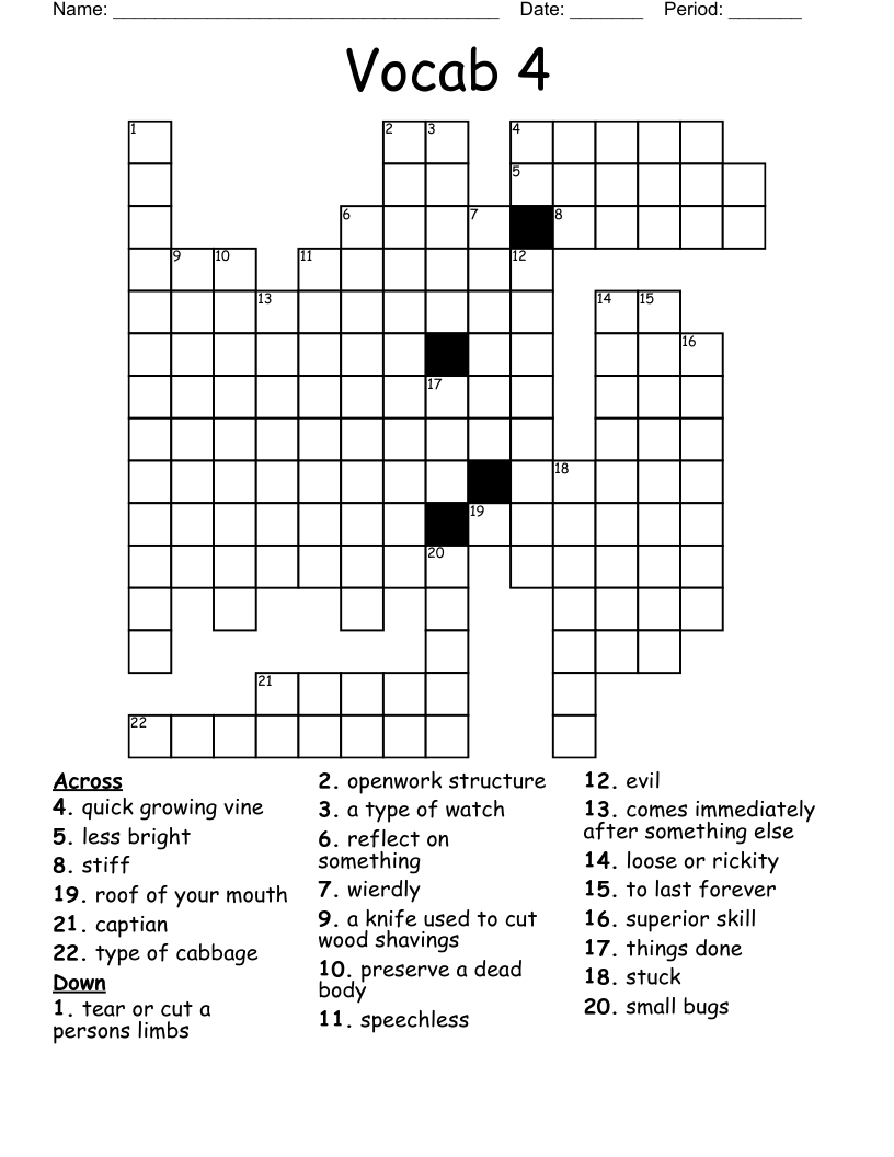 Vocab 4 Crossword WordMint