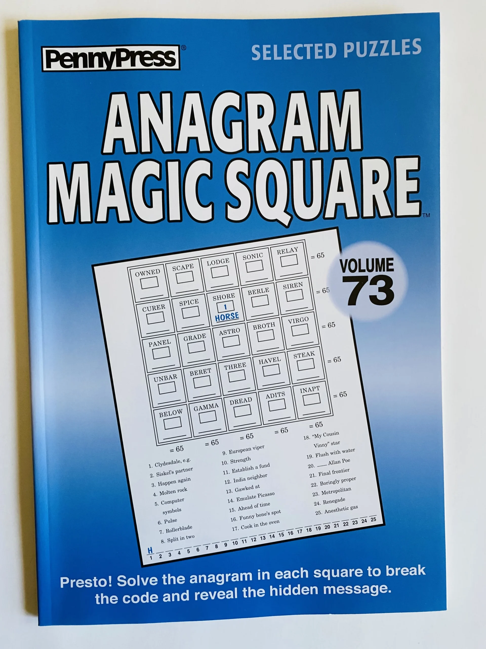 Volume 73 Of The Anagram Magic Squares From The Penny Press 