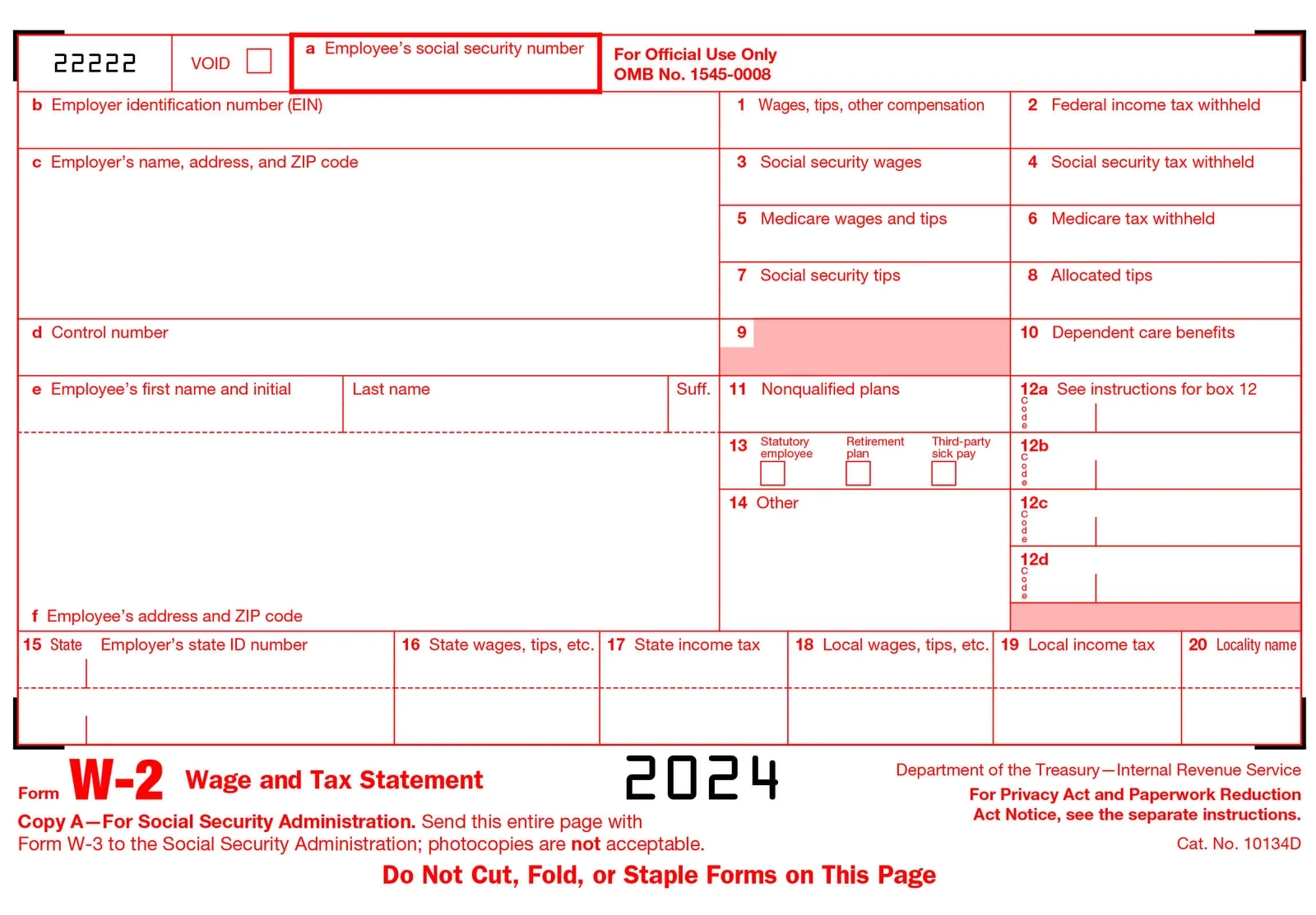 W 2 Form 2020 Stub Creator