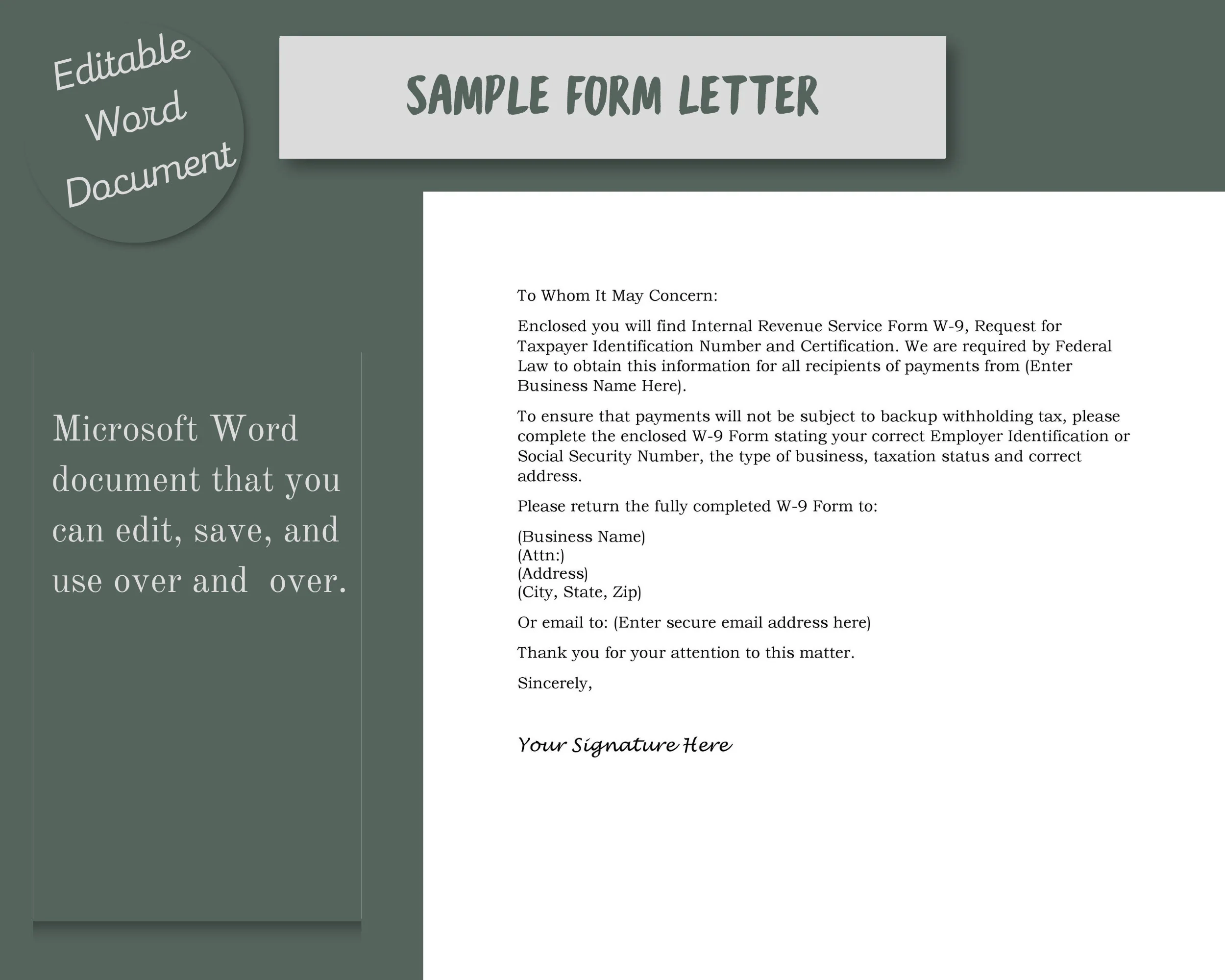 Form W 9 Request Letter Example