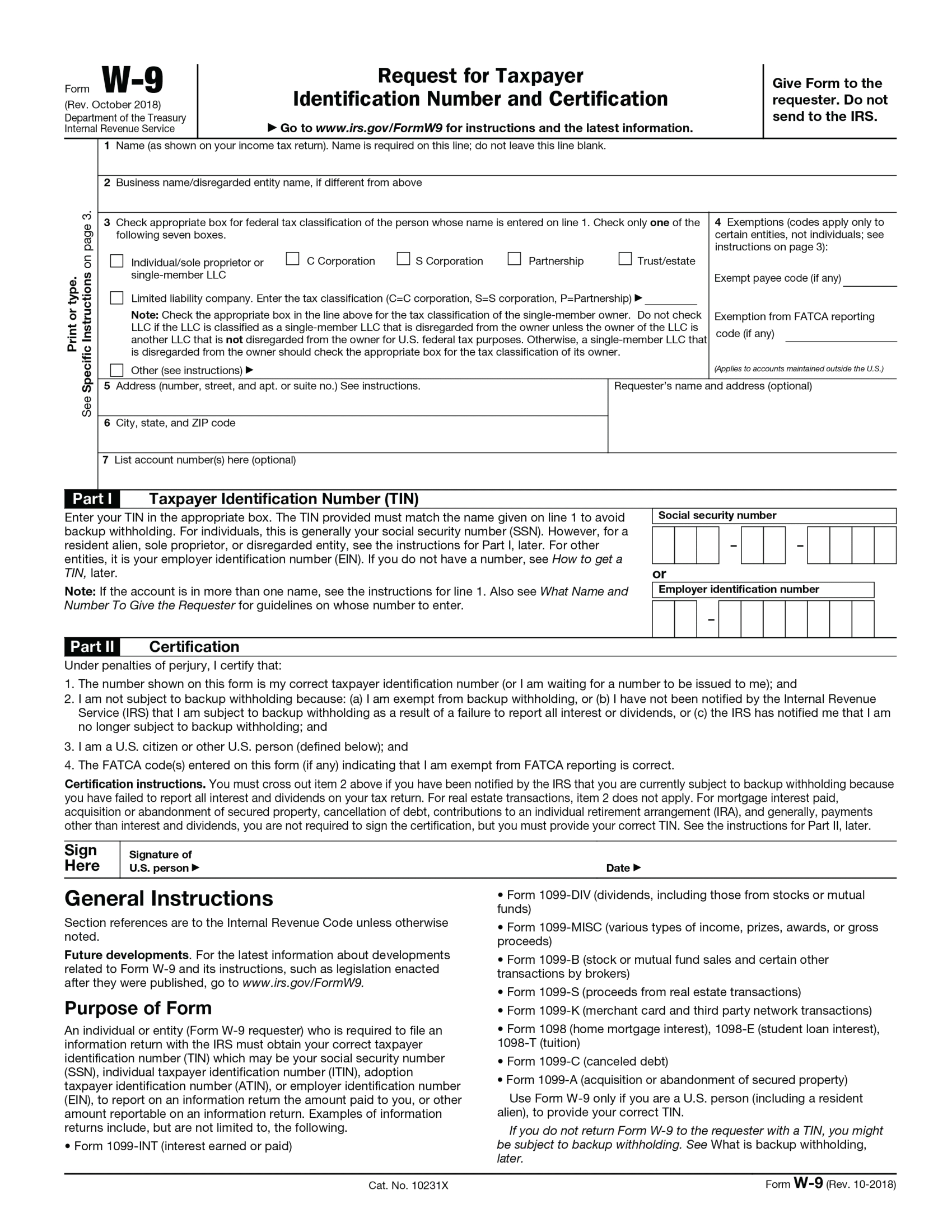 W 9 Form For 2023 Fill Out Save amp Print With Our PDF Editor
