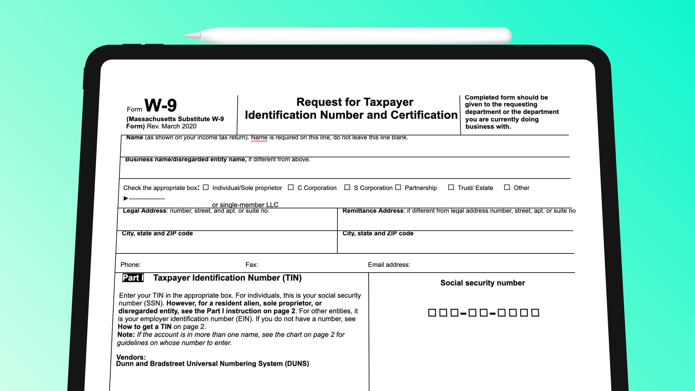 W9 Form For Canadian Company