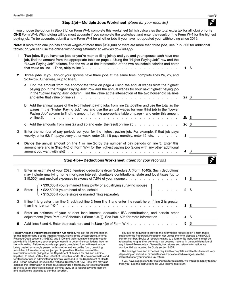 W-4 Forms Printable 2025
