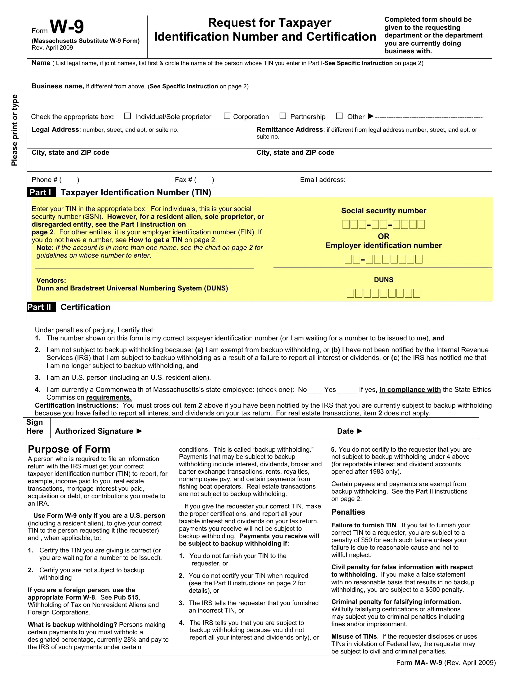 W9 Form Pdf 2019