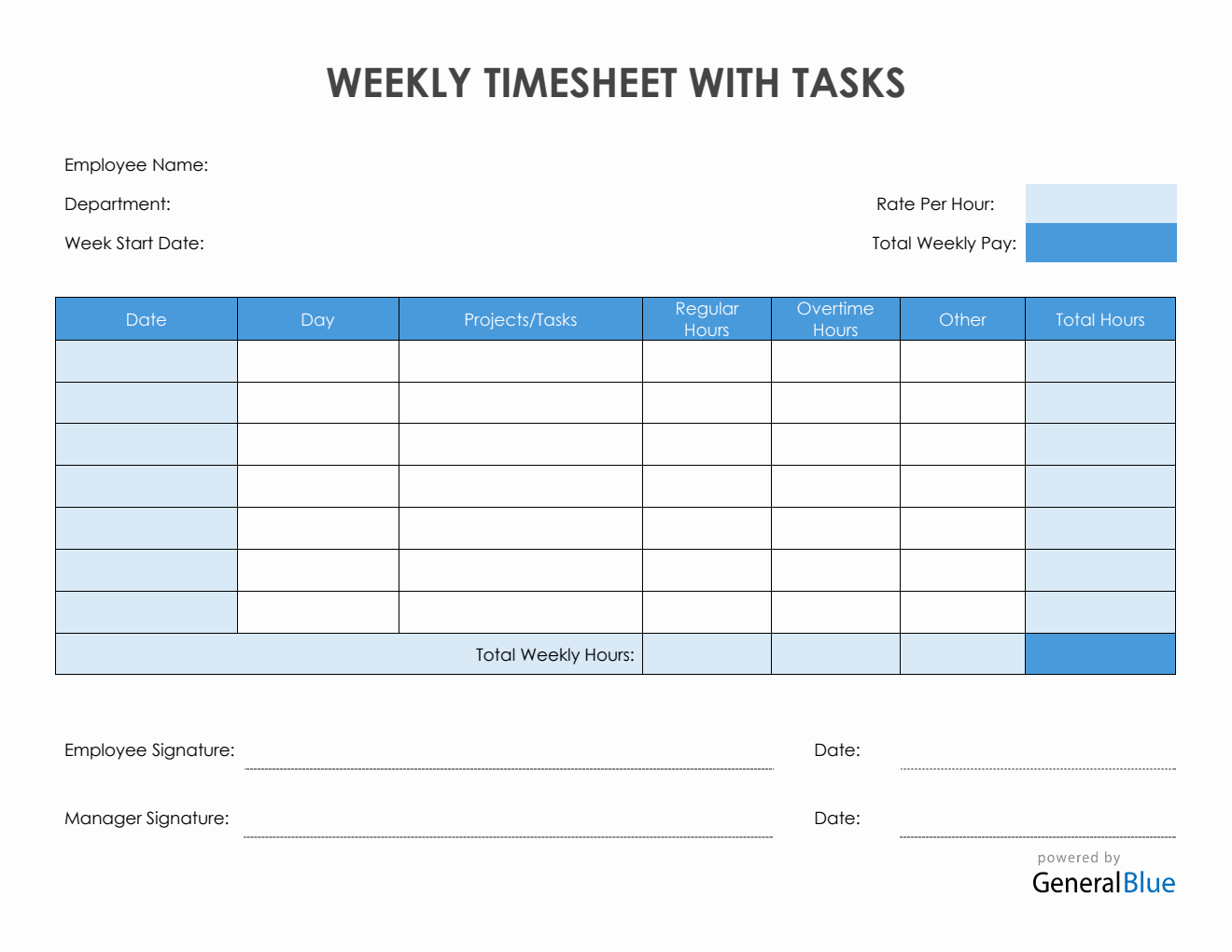 Pdf Free Printable Weekly Timesheet Template