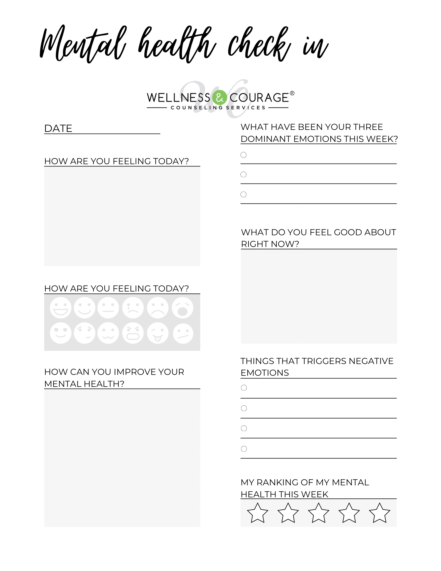 Free Printable Health Worksheets