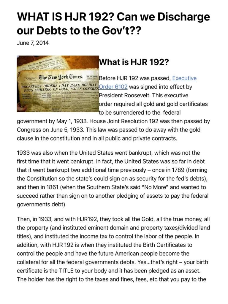 What Is HJR 192 PDF Bankruptcy Debt