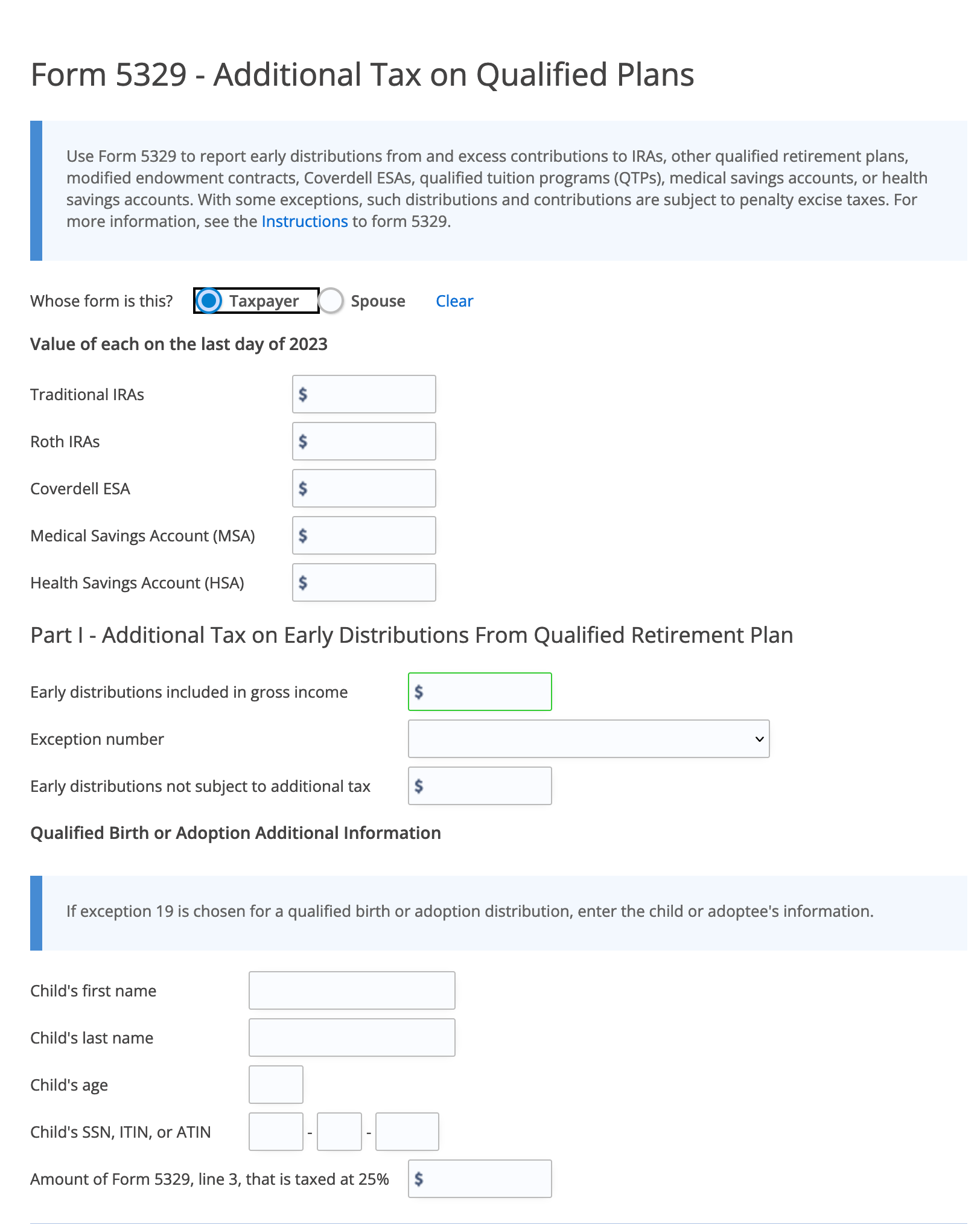 Irs Form 5329 Instructions 2023