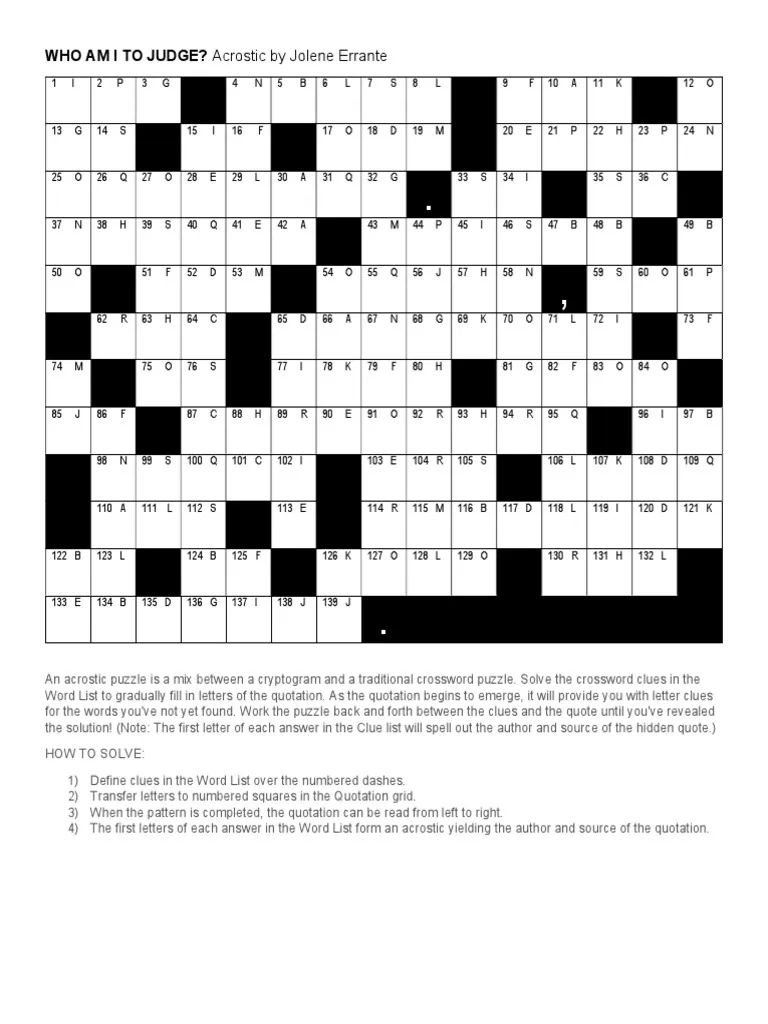 Free Printable Acrostic Puzzles Online