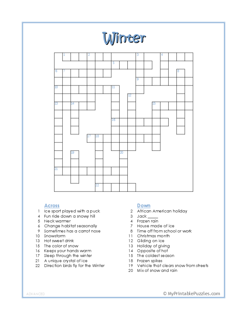 Crossword Puzzles Printable And Free