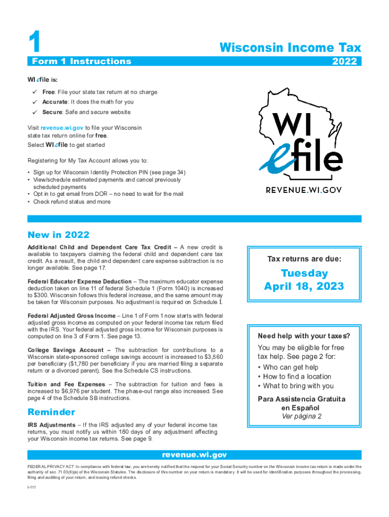 Wisconsin Form 1 Instructions Fill Out amp Sign Online DocHub