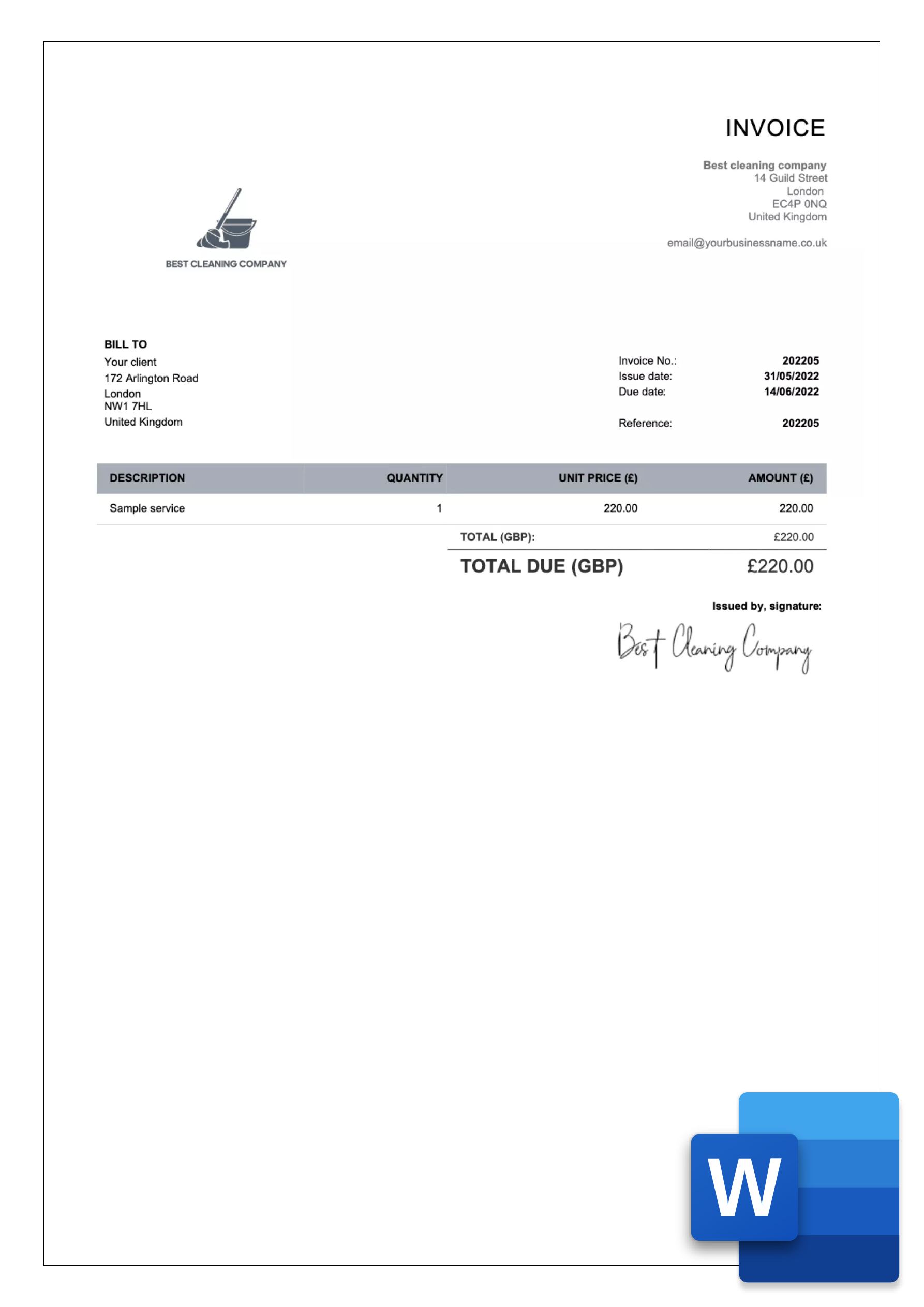 Free Printable Invoice Templates Word