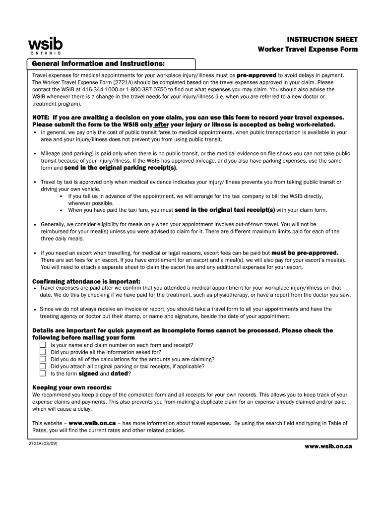 Wsib Travel Expense Form Fill Out amp Sign Online DocHub