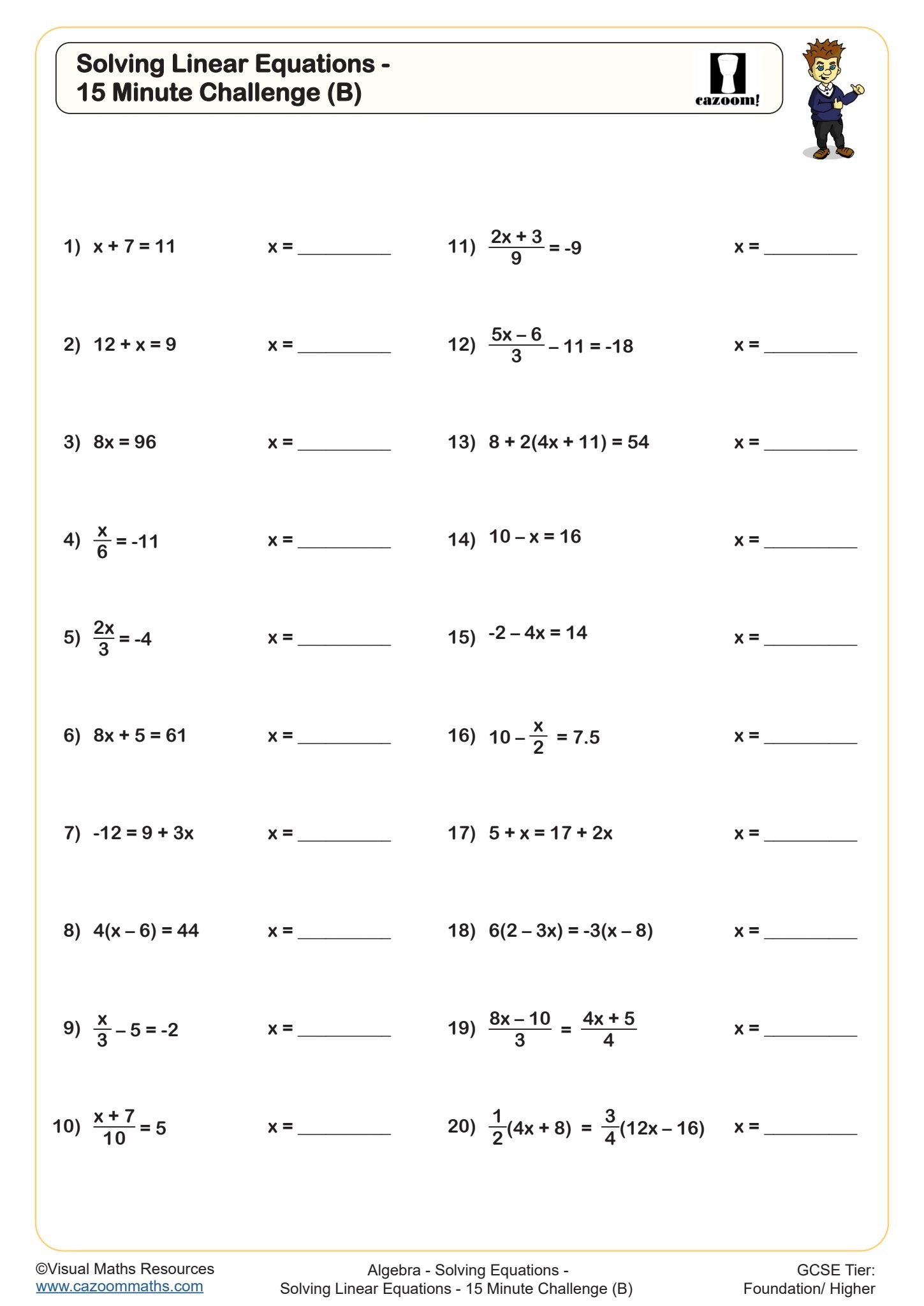 Year 8 Maths Printable Worksheets