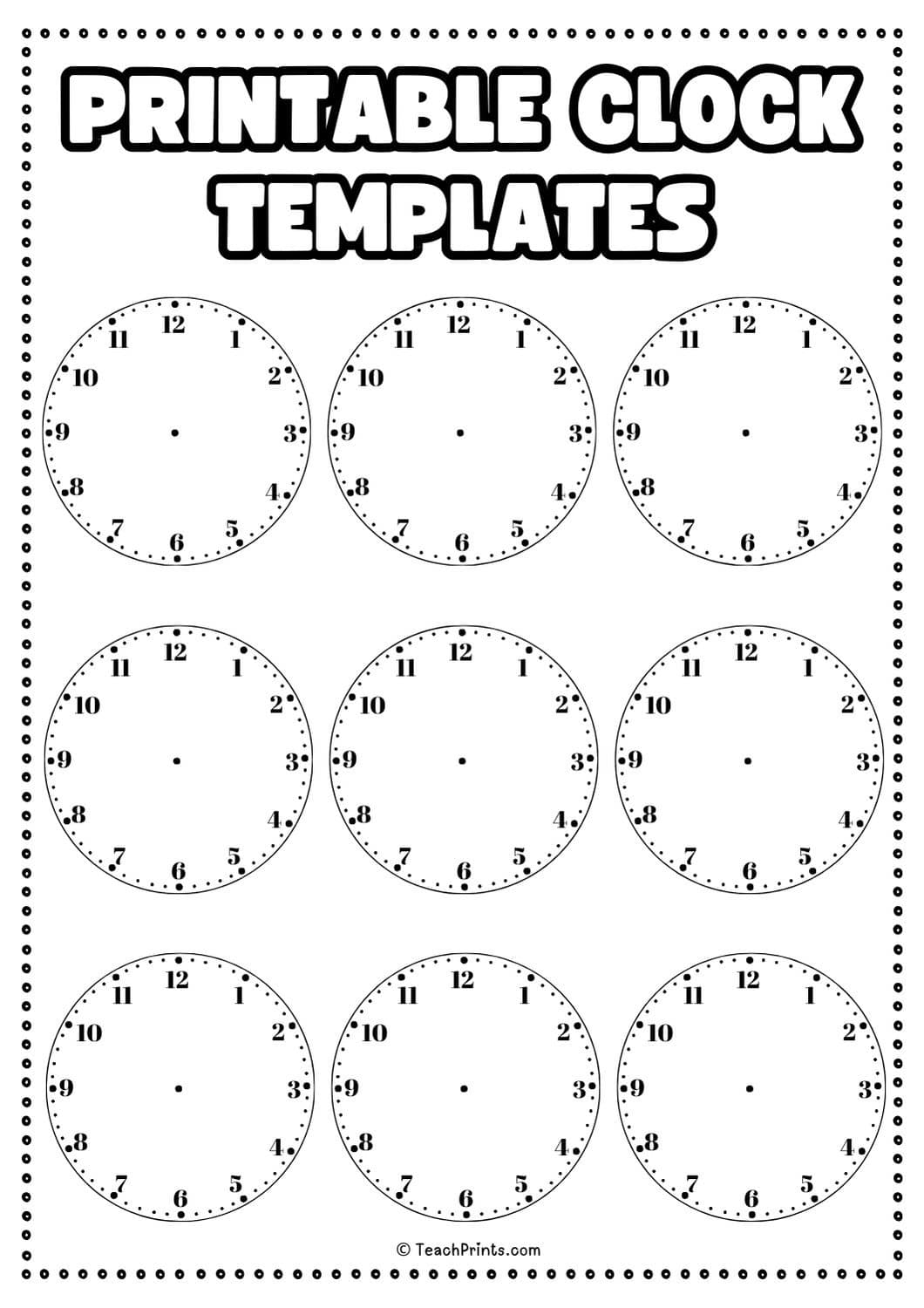 10 free printable clock face worksheets teach prints