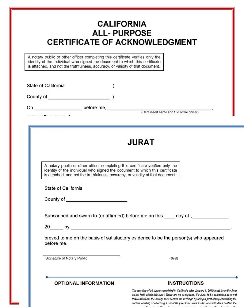 California Jurat Form 2020