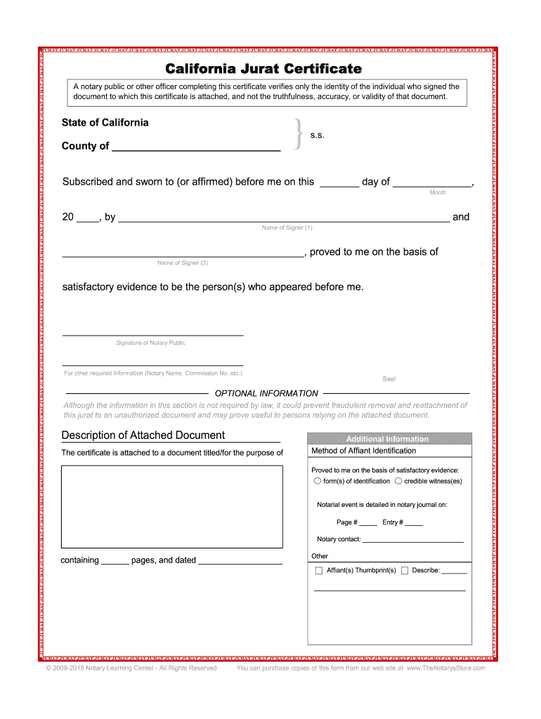 california notary jurat form printable
