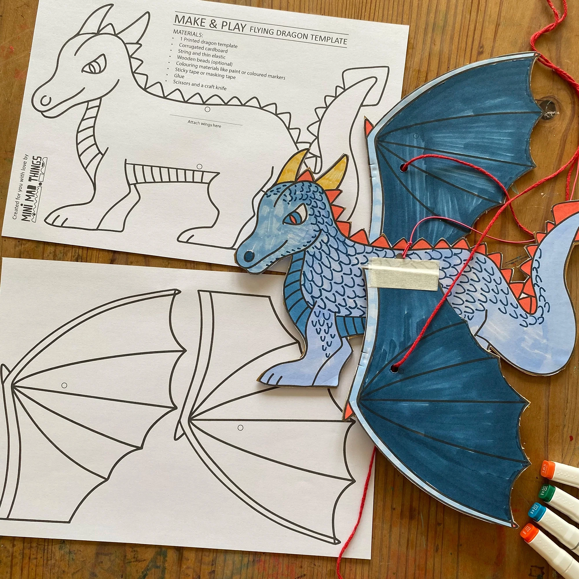 dragon printable template mini mad things