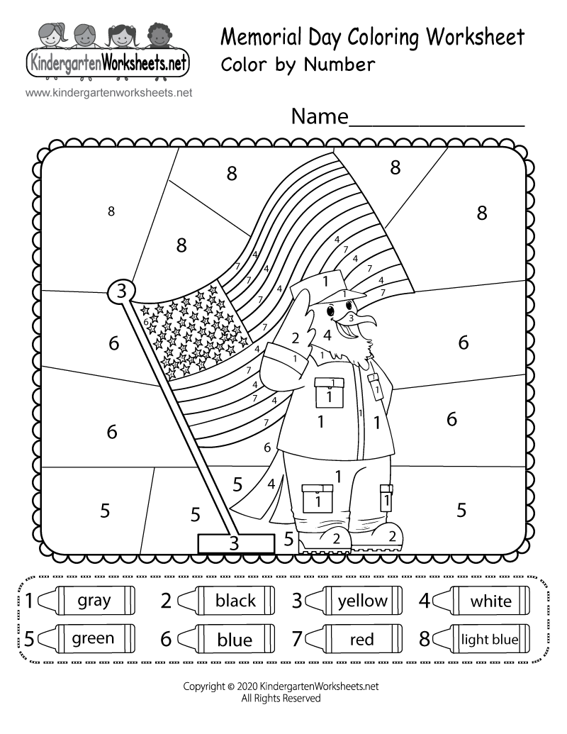memorial day color by number worksheet free printable digital